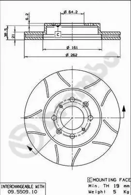 Disco do freio dianteiro 09550975 Brembo