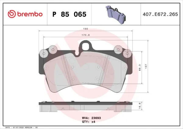 Sapatas do freio dianteiras de disco P85065 Brembo