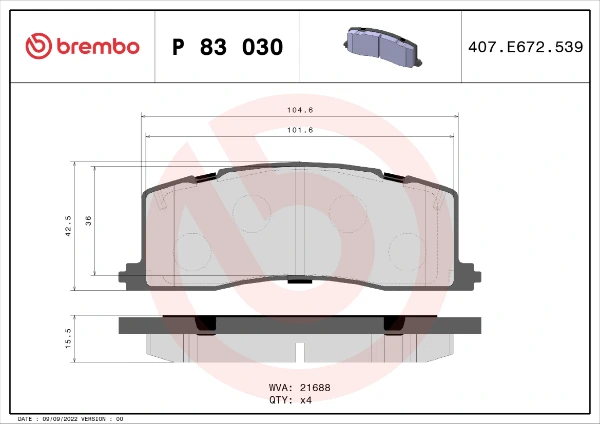 P83030 Brembo sapatas do freio traseiras de disco