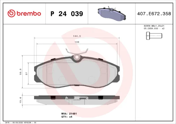 Sapatas do freio dianteiras de disco P24039 Brembo