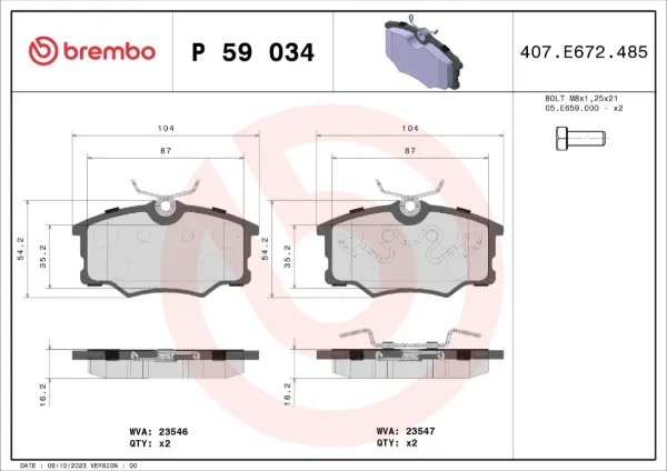 Sapatas do freio dianteiras de disco P59034 Brembo