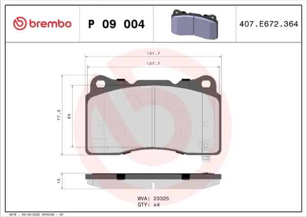 Sapatas do freio dianteiras de disco P09004 Brembo