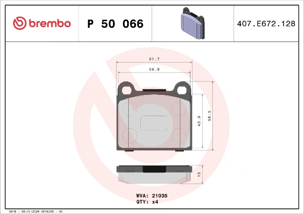 P50066 Brembo sapatas do freio traseiras de disco