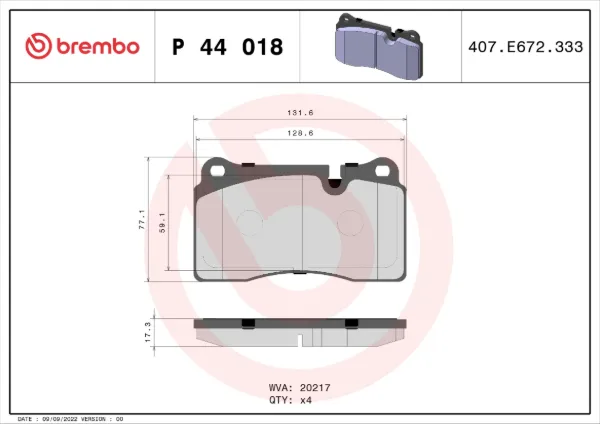 Sapatas do freio dianteiras de disco P44018 Brembo