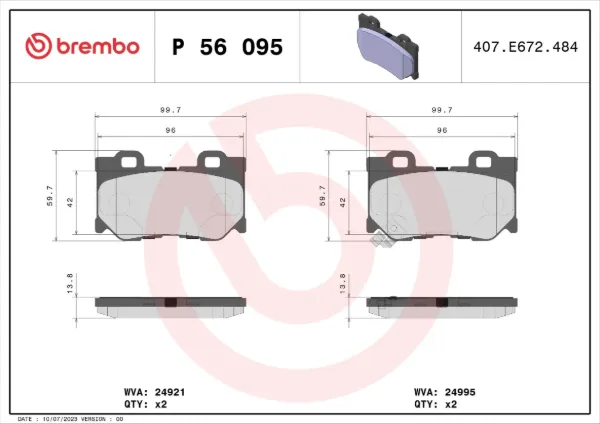 Sapatas do freio traseiras de disco P56095 Brembo