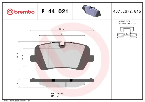 Sapatas do freio traseiras de disco P44021 Brembo