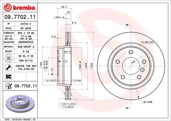 Disco do freio traseiro 09770211 Brembo