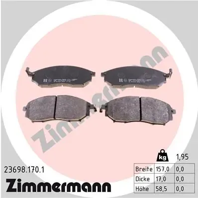 Sapatas do freio dianteiras de disco 236981701 Zimmermann