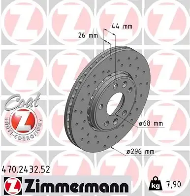 Disco do freio dianteiro 470243252 Zimmermann