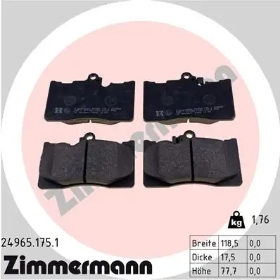 Sapatas do freio dianteiras de disco 249651751 Zimmermann