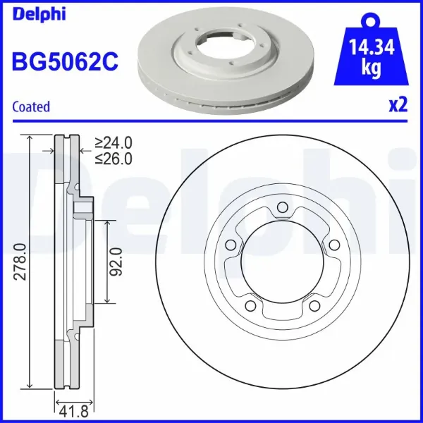 Disco do freio dianteiro BG5062C Delphi