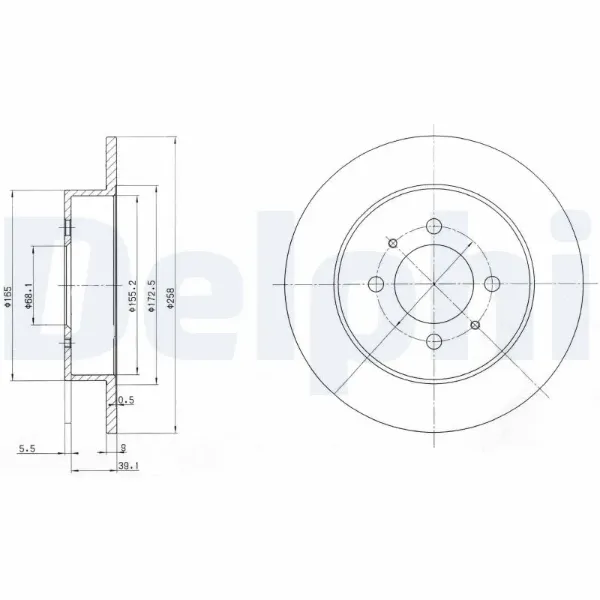 Disco do freio traseiro BG3125 Delphi