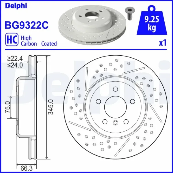 Disco do freio traseiro BG9322C Delphi