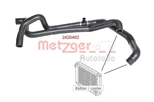 Mangueira do radiador de aquecedor (de forno), dupla 2420462 Metzger