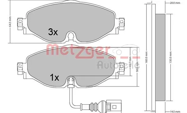 Sapatas do freio dianteiras de disco para Volkswagen Passat B8 3G2, CB2