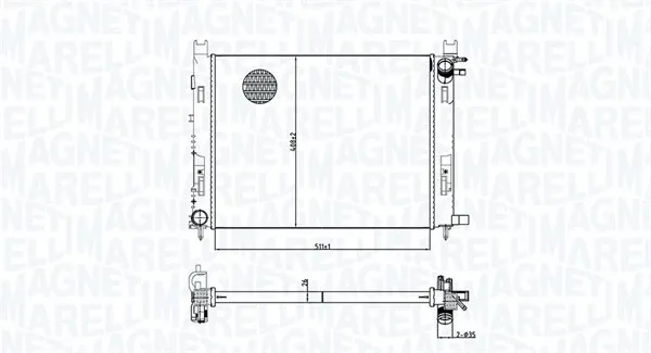 Radiador de esfriamento de motor 350213165100 Magneti Marelli