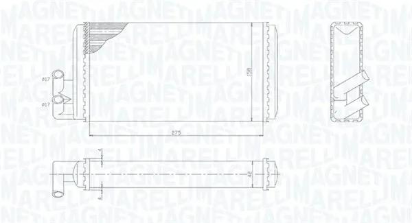 Radiador de forno (de aquecedor) 350218403000 Magneti Marelli