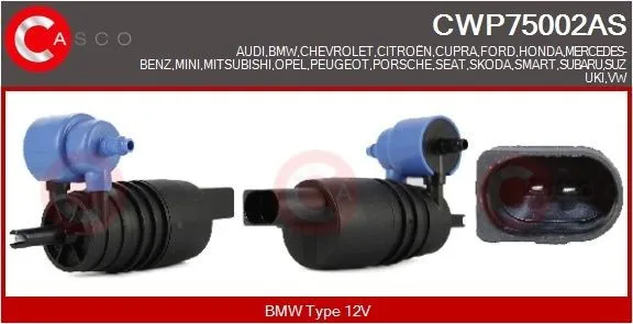 Bomba de motor de fluido para lavador de vidro dianteiro/traseiro CWP75002AS Casco