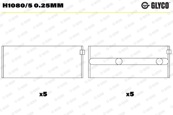 Folhas inseridas principais de cambota, kit, 1ª reparação ( + 0,25) Renault Trafic I