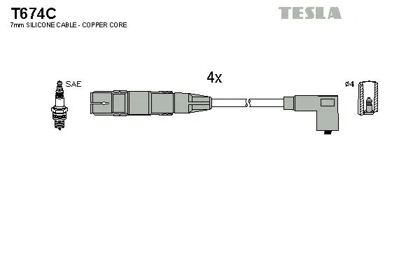 Fios de alta voltagem, kit T674C Tesla