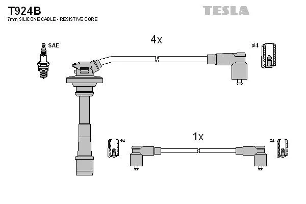 Fios de alta voltagem, kit T924B Tesla