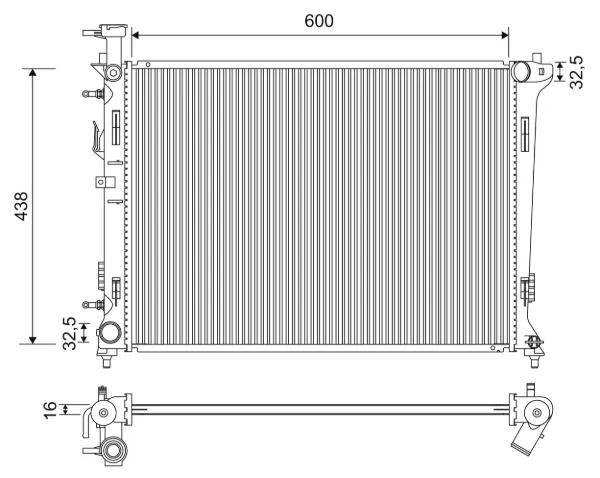 Radiador de esfriamento de motor KIA Cerato II