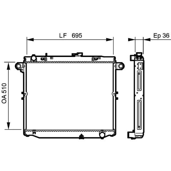 Radiador de esfriamento de motor 1640017341 Toyota