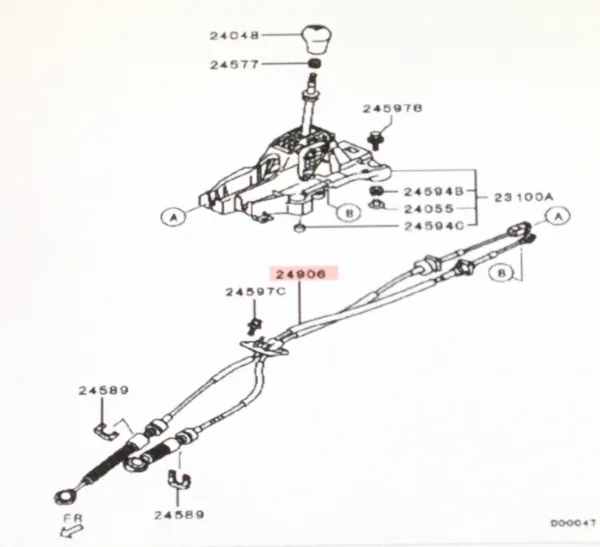 Cabo de mudança (de seleção de velocidade) 2460A037 Mitsubishi