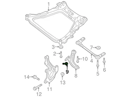 Parafuso de fixação de braço oscilante dianteiro, inferior 54459EN00D Nissan/Infiniti