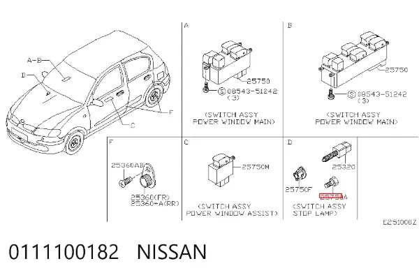 Parafuso (porca) de fixação 0111100182 Nissan/Infiniti