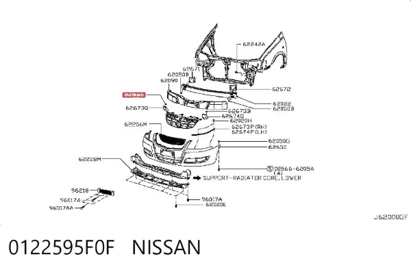 Parafuso (porca) de fixação 0122595F0F Nissan/Infiniti