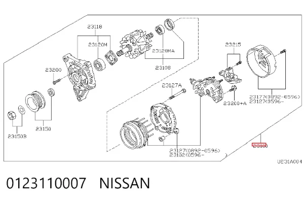 Gerador 0123110007 Nissan/Infiniti