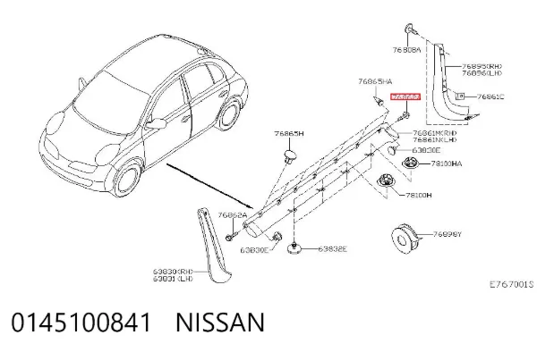Guia de suporte dianteiro 0145100841 Nissan/Infiniti