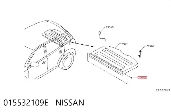 Braçadeira de estante de salão 015532109E Nissan/Infiniti