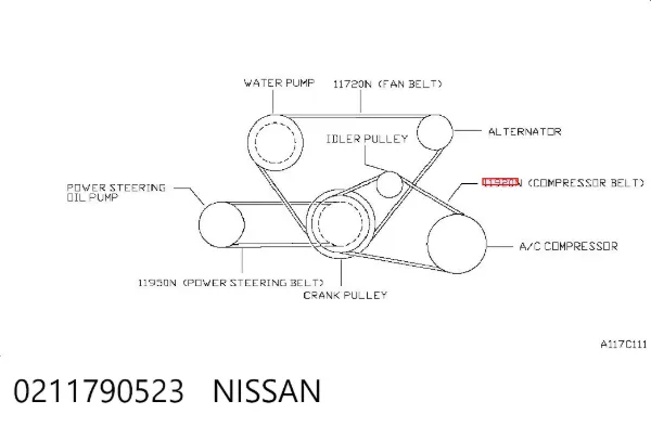 Correia dos conjuntos de transmissão 0211790523 Nissan/Infiniti