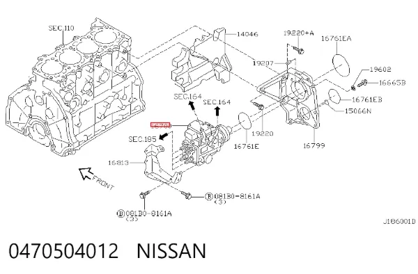 Bomba de combustível de pressão alta 0470504012 Nissan/Infiniti