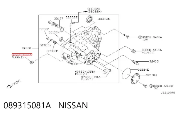 Tampão de panela de motor 089315081A Nissan/Infiniti