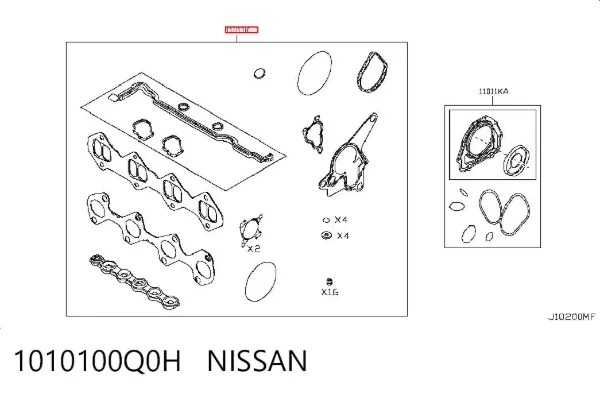 Kit de vedantes de motor completo 1010100Q0H Nissan/Infiniti