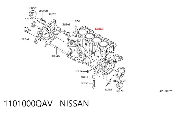Bloco de cilindros de motor 1101000QAV Nissan/Infiniti