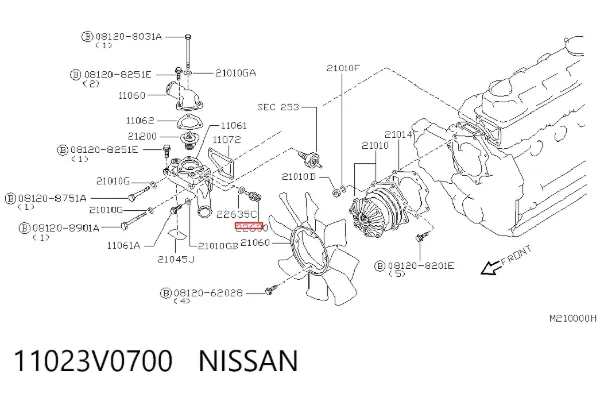Sensor de temperatura do fluido de esfriamento 11023V0700 Nissan/Infiniti
