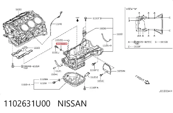 Vedante de rolha de panela de motor 1102631U00 Nissan/Infiniti