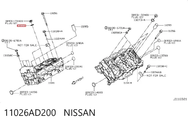 Vedante de mangueira de fornecimento de óleo de turbina 11026AD200 Nissan/Infiniti