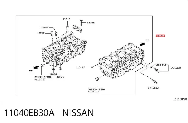 Cabeça de motor (CBC) 11040EB30A Nissan/Infiniti