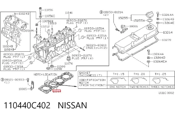 Vedante de cabeça de motor (CBC) 110440C402 Nissan/Infiniti