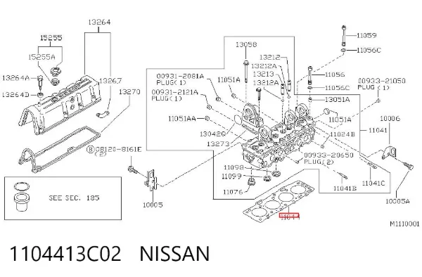 Vedante de cabeça de motor (CBC) 1104413C02 Nissan/Infiniti