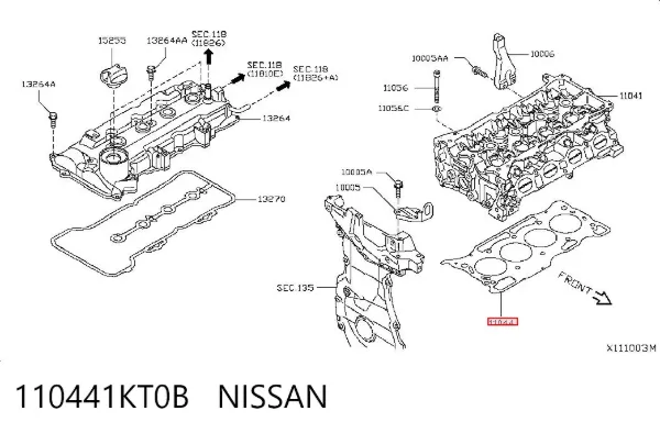 Vedante de cabeça de motor (CBC) 110441KT0B Nissan/Infiniti
