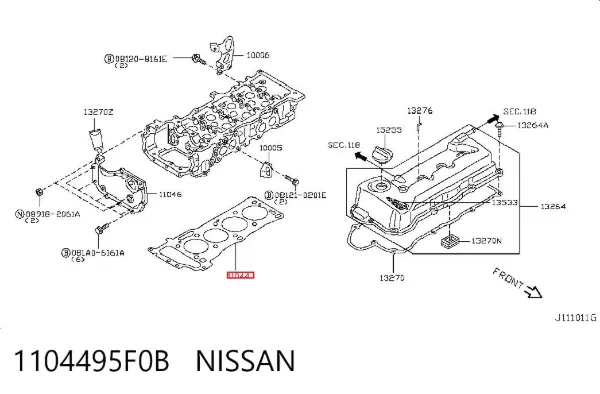 Vedante de cabeça de motor (CBC) 1104495F0B Nissan/Infiniti