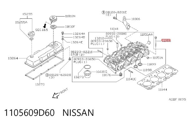 Parafuso de cabeça de motor (CBC) 1105609D60 Nissan/Infiniti