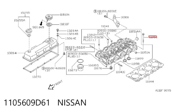 Parafuso de cabeça de motor (CBC) 1105609D61 Nissan/Infiniti