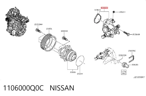 Caixa do termostato 1106000Q0C Nissan/Infiniti